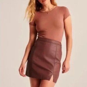 Abercrombie vegan Leather mini skirt in cognac